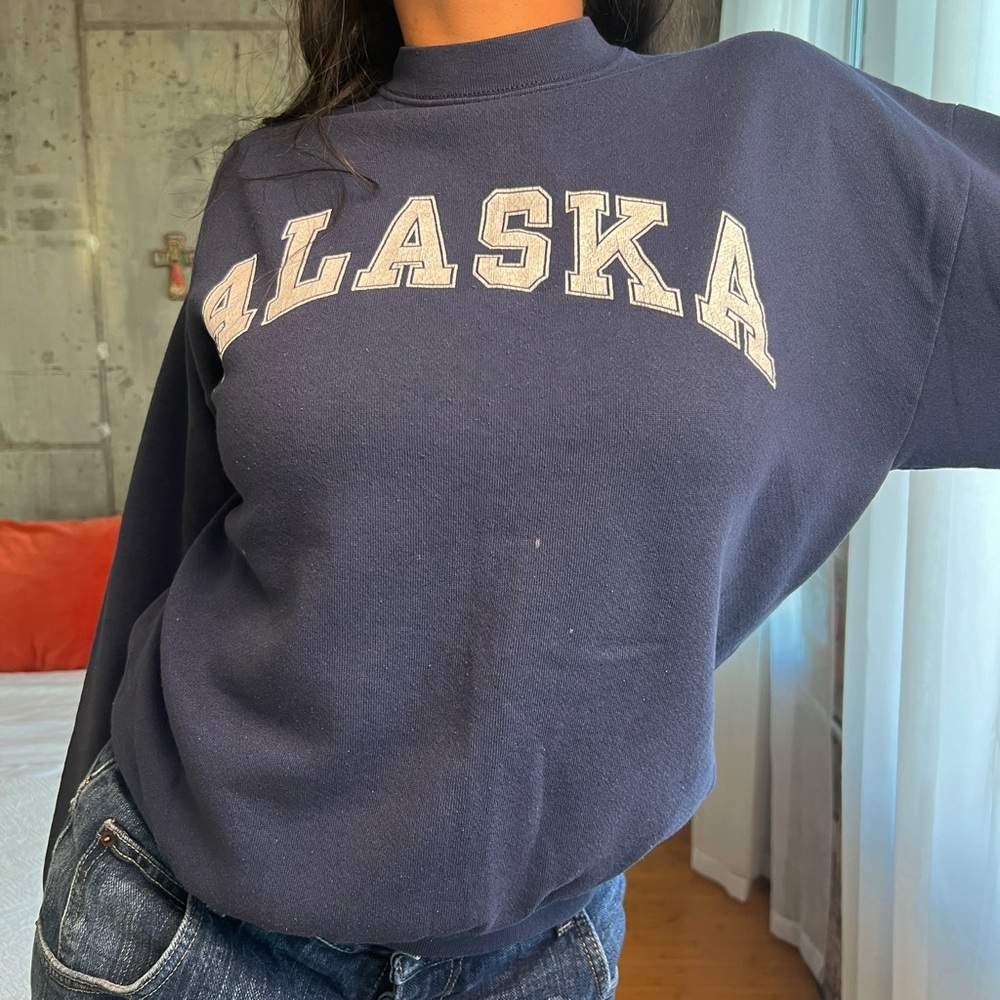 vintage navy blue alaska crewneck sweater